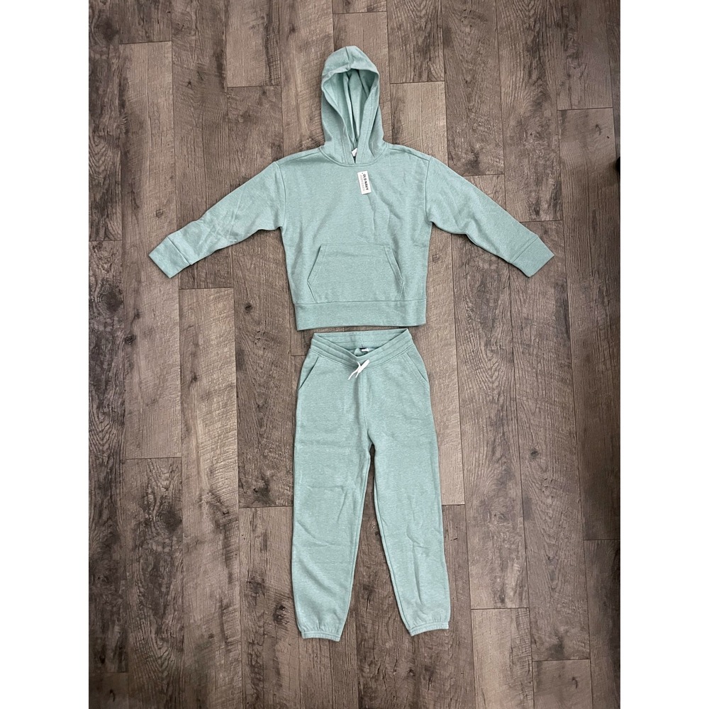 Old Navy Kids Mint Green Heather Hoodie and Jogger Fleece Set Size M 8 NWT